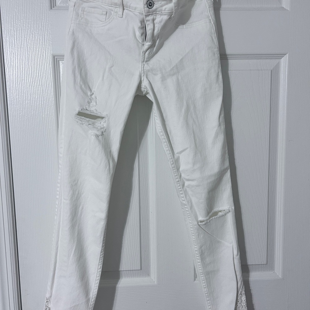 Hollister White Distressed Skinny Jeans